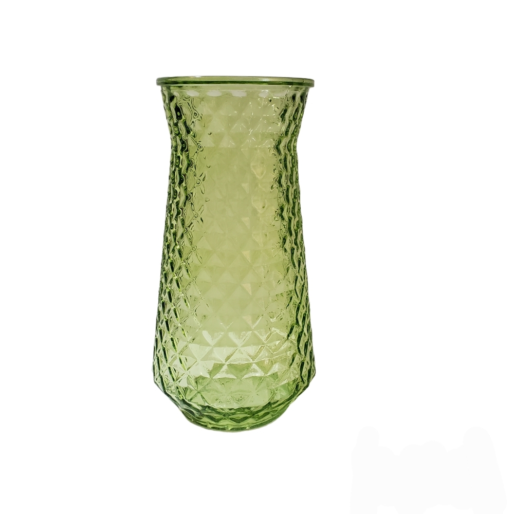 Vintage Paula DPS Diamond Pineapple Pattern Green Vase